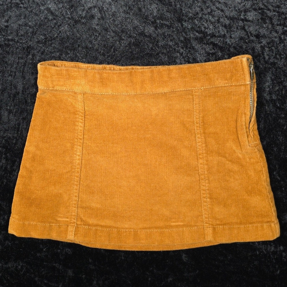 Crewcuts Kids Mustard Yellow Corduroy Mini Skirt Size 4-5 Side Zip Adjustable